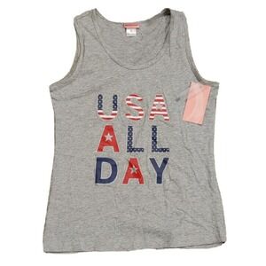 NWT Be Yourself USA All Day Tank Grey Heather 2X